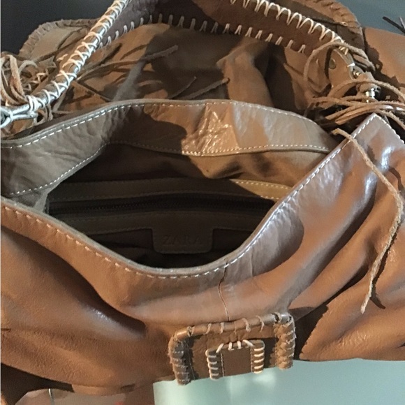 Zara genuine leather bag. Tan - Picture 3 of 4